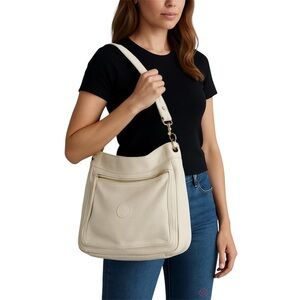 DELANE CANADA Soft Ivory Cream Colour Leather Shoulder Bag Purse Handbag